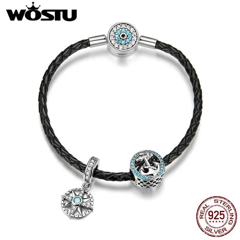 

WOSTU Real 925 Sterling Silver Lucky Beads Charm Bracelets For Women Vintage Fashion Jewelry Accessories CQB819