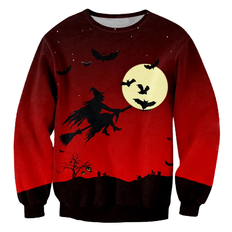 Funny Happy Halloween Evil Magic Witch 3D Print Sweatshirts Men/women Pullover Streetwear Hoodies Outfits Boy White Clothes Coat