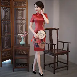 С цветочным принтом летние женские Повседневное длинное платье Китайский Стиль Для женщин Cheongsam Сексуальная Стройная Qiapo M, L, XL, XXL, XXXL