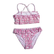 7-14Years детский ванный комплект для девочек Разделение комплект из двух предметов, купальный костюм, дети печать Разделение купальник-бикини для девушек