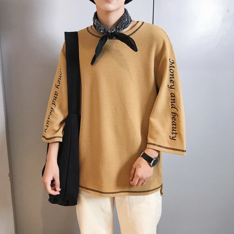 

2019 Summer Men's New Cotton Clothes Short Sleeve Letter Embroidery Fashion Trend Black/red/khaki/blue Color T-shirts M-2XL