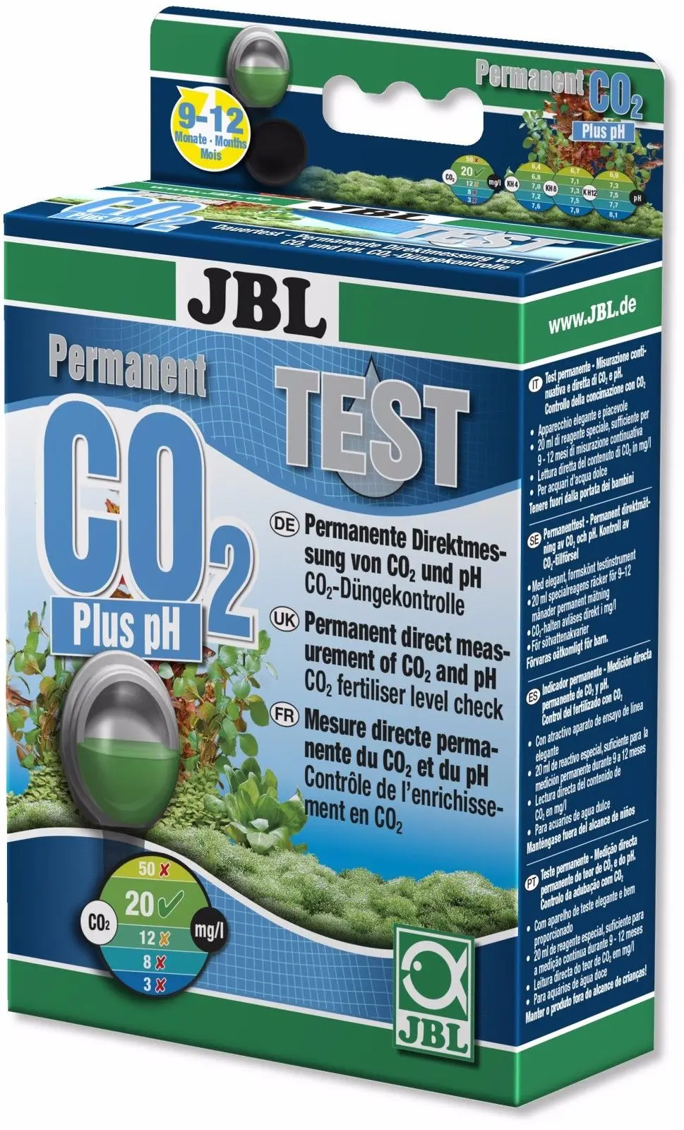 JBL Permanent CO2 plus pH Тест набор 2 проверки для аквариумов CO2 дропчекер