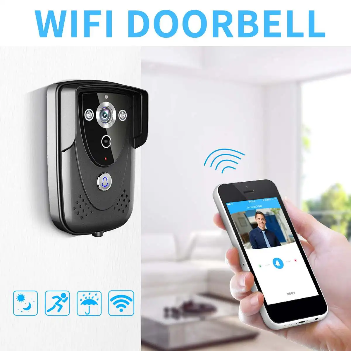 

Smart 1 million pixel Wireless WiFi Video Door phone Intercom Record Doorbell For Smartphone Remote View Unlock IOS Android