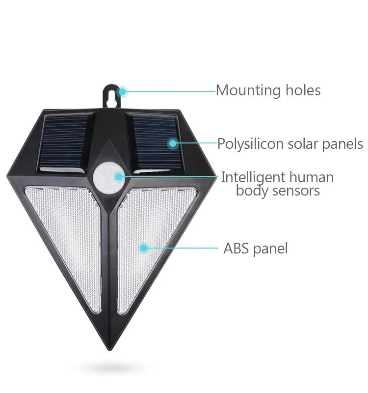DCOO солнечной энергии Открытый 6LED светильник s PIR датчик движения светильник водонепроницаемый беспроводной безопасности Алмазный дизайн настенный светильник лампа для крыльца