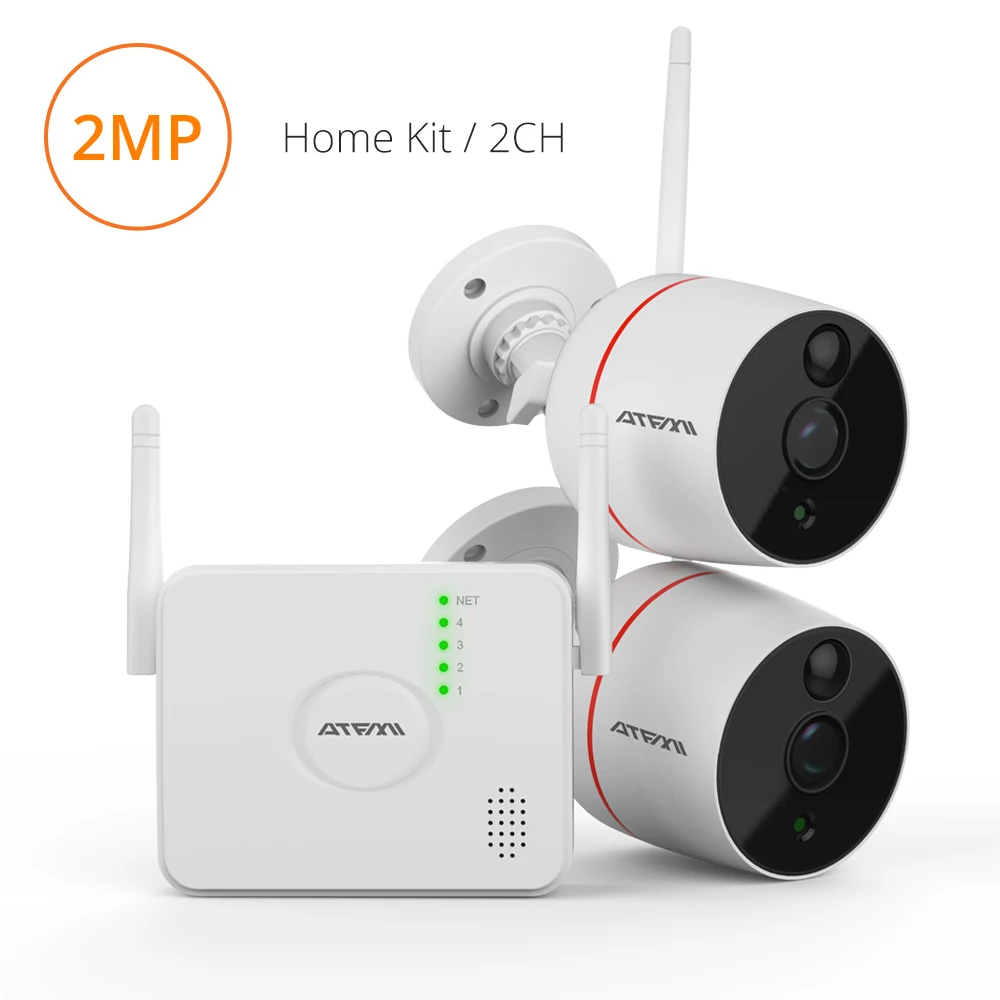 

ATFMI 2CH 1080P HD CCTV Wifi Mini NVR 2PCS Surveillance Kit PIR Human Detection Home Security Camera System H.264 Video Camera