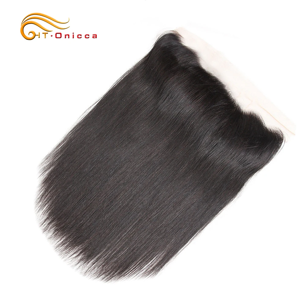 

Onicca Pre Plucked Brazilian Straight Hair Lace Frontal Closure Non-Remy Human Hair Frontal 13X4 Free Part With Baby Hair