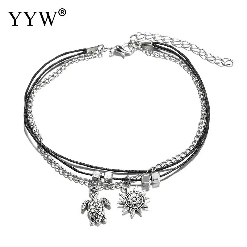 Silver plated chain elephant charm anklet ankle bracelet summer beach anklet