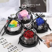 Подарок на день Святого Валентина в виде Розы красавицы и чудовища, эксклюзивная Роза в стеклянном Куполе С подсветкой-настоящая Роза, рождественский подарок