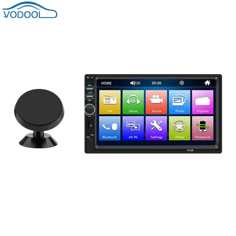 

7018B 7" 2Din Car MP5 Player Auto Radio Player w/ Rear View Camera Magnetic Phone Holder Support Mirror Link for Mobile Phone