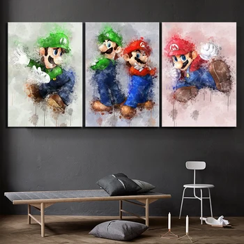 

3 Piece Super Smash Bros Cartoon Pictures Super Mario Bros Video Game Poster HD Wall Pictures Canvas Art for Home Decor Wall Art