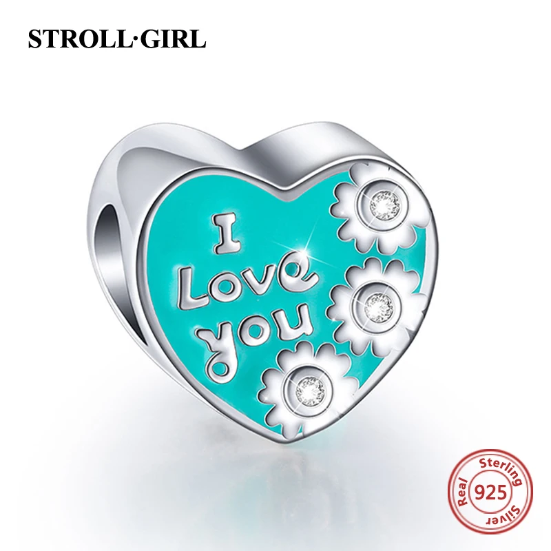

StrollGirl Sterling Silver 925 Love Heart beads Fit Authentic Pandora Charm Bracelets Women DIY Fashion Jewelry Making Gift