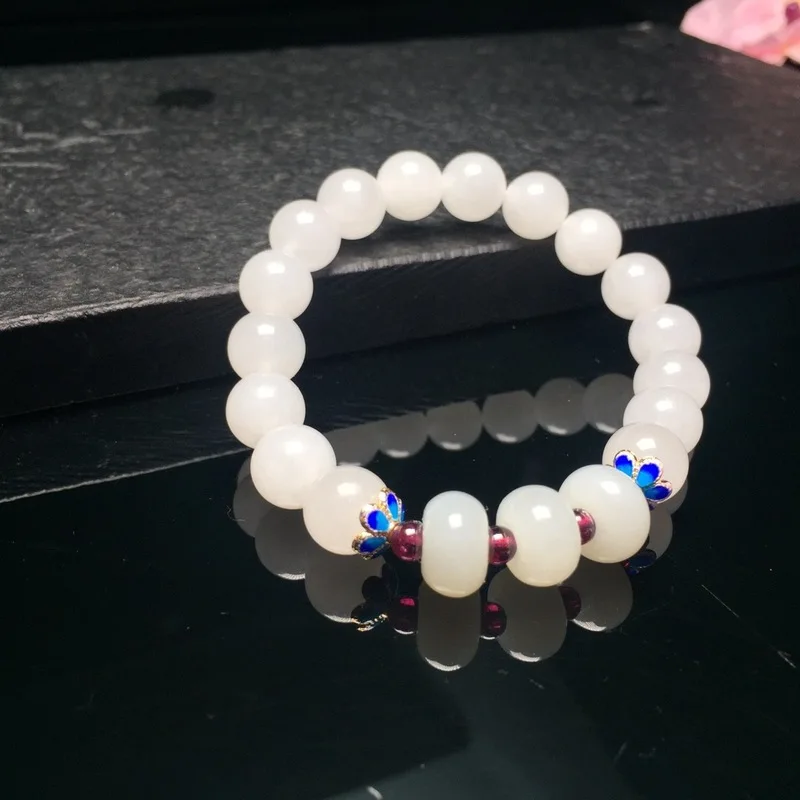 

2019 Pulseira Masculina Bracelets & Bangles Bracelet Bileklik Yu Xuan, Hetian Hand Stwith Garnet Peace Clasp Hands For Women