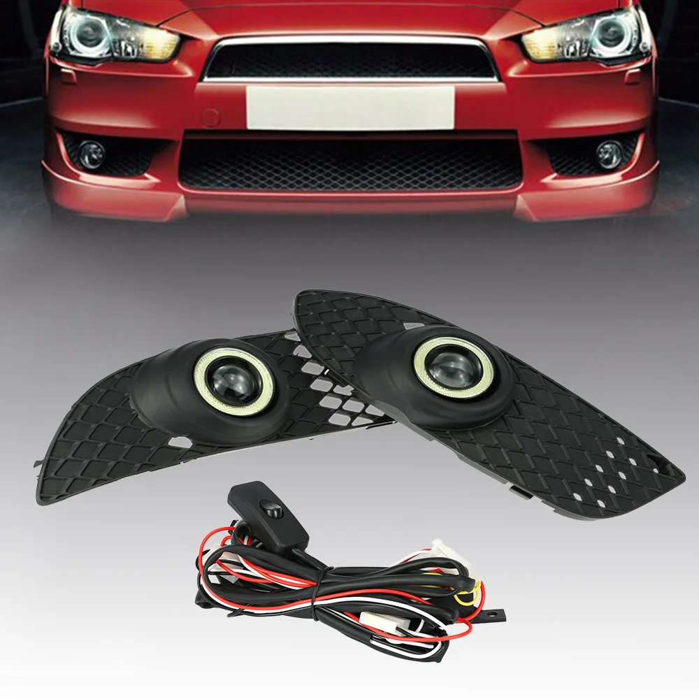 

KKMOON 2PCS Bumper Grille Fog Lights LED Lamp with Wiring Switch Kit for Mitsubishi Lancer 2008-2014
