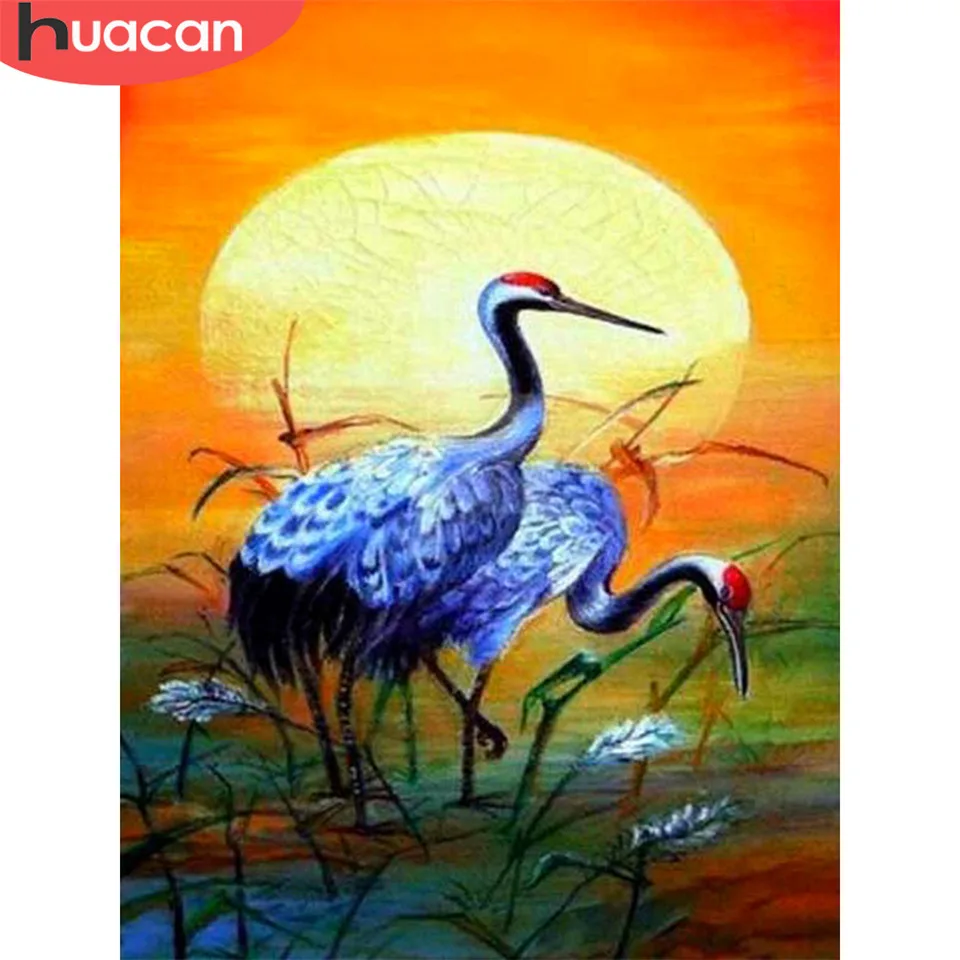

HUACAN 5D Diamond Painting Full Display Animal Crane Diamond Embroidery Full Square Cross Stitch Rhinestones Decor Home Gift
