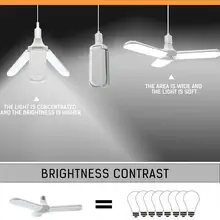 Вентилятор лезвие светодиодный E27 45 Вт светодиодный складной гаражный свет 85-265 в постоянного тока потолочные лампочки домашние энергосберегающие лампы