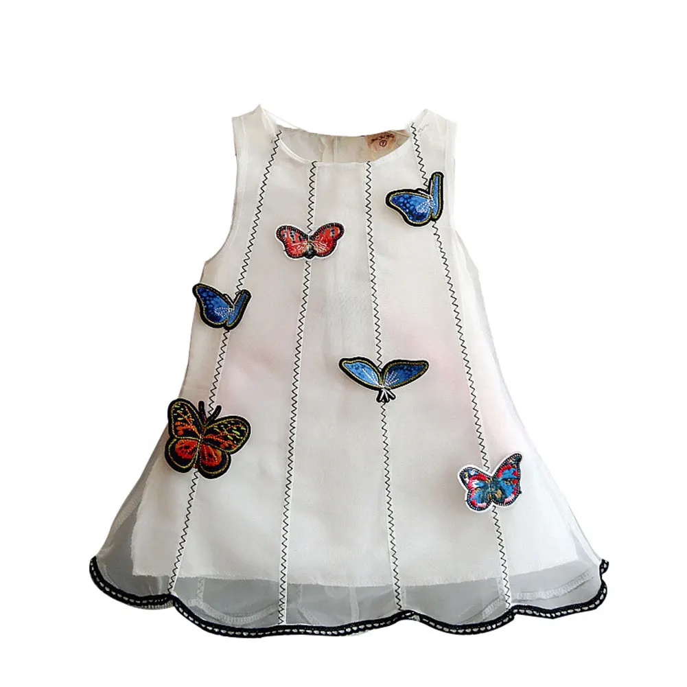 

2019 New INS Fashion Baby Girls Princess Dress Baby Butterfly Dress Party Mini Dresses Girls Sleeveless Dress Clothing Outfits
