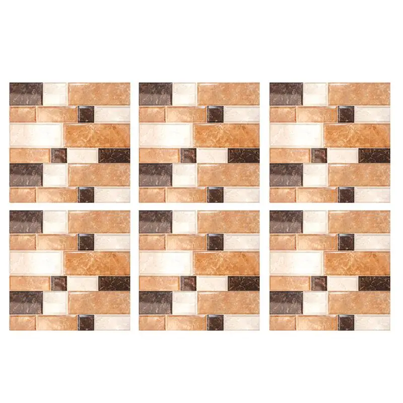 

PVC 6pcs/Set Antique Wall Tiles Style Wall Stickers Creative 3D Ceramic Tile Paste Wallpaper Retro Deco Ceramic Tile Stickers