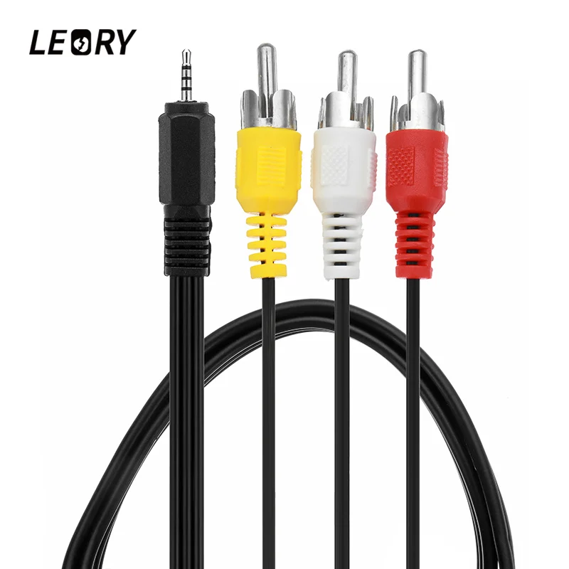 

New 1.5 Metres 2.5mm Jack Plug To 3 Phono Audio Video AV Out Cable 4 Pole TV Lead