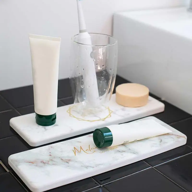

Diatomaceous Earth Storage Mat Home Marble Pattern Strong Absorbent Bath Mat For Bathroom Soap Holder Tea Cup Insulation Coaster