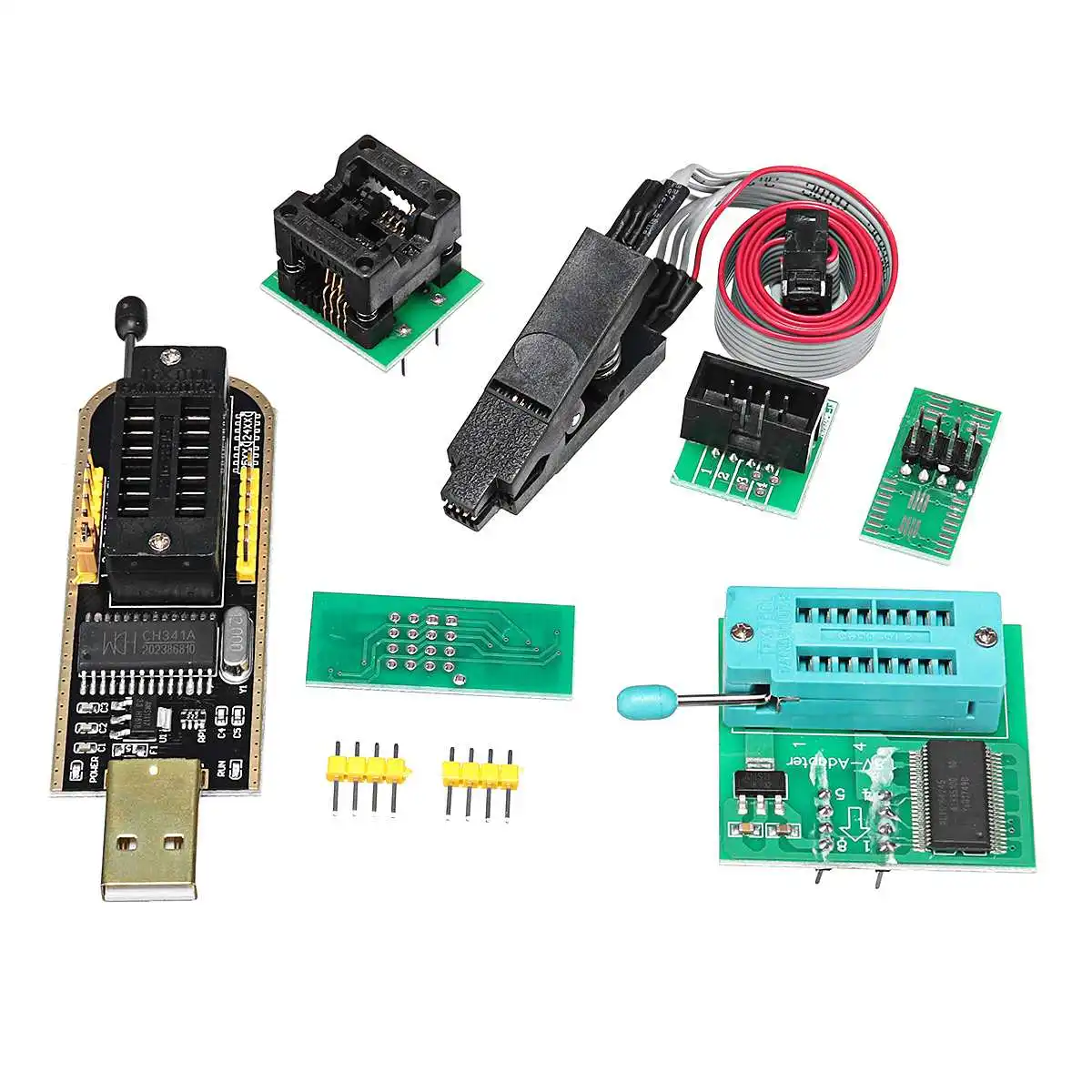 

EEPROM Flash BIOS USB Programmer Module CH341A + SOIC8 Clip + 1.8V Adapter + SOIC8 Adapter