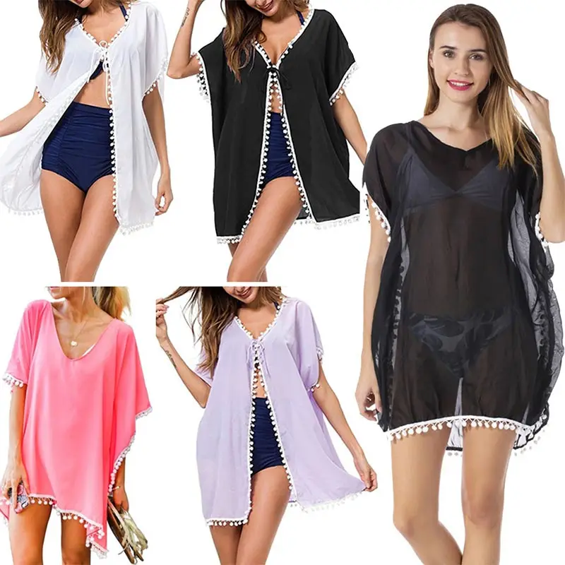 Для женщин Пляж Cover up пляжная одежда купальник кисточка Лето Обложка UpBeachwear