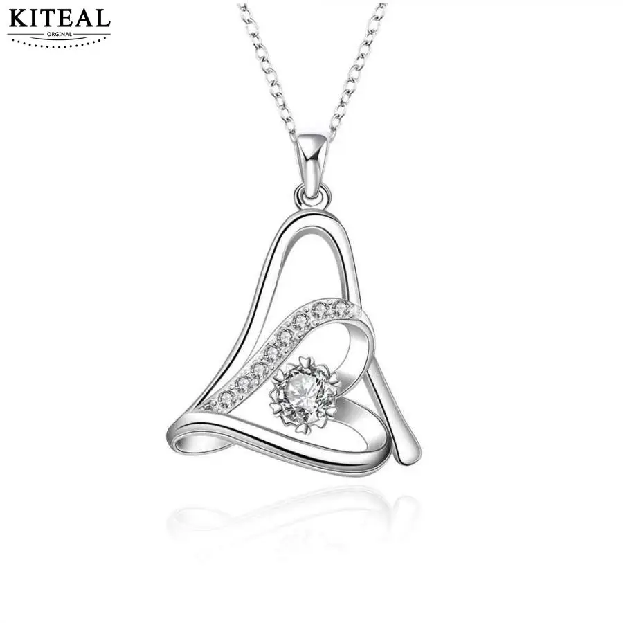 KITEAL 925 Рождественский подарок серебряный цвет Женские Подвески Сердце вниз макси