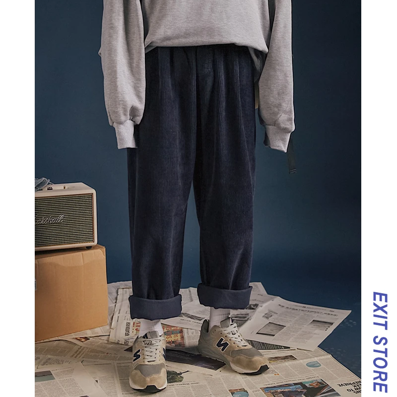 

2018 Men'sNew Autumn And Winter Loose Version Large Plate Type Corduroy Casual Pants Four Colors S-2XL Solid Color Low-cut Pants