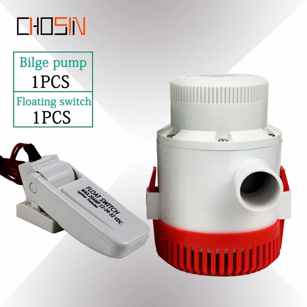 

3500GPH Large Flow Electric Boat Bilge Water Pump 12v 24v Dc With Float Switch Set Submersible 12 24 Volt 3500 Gph