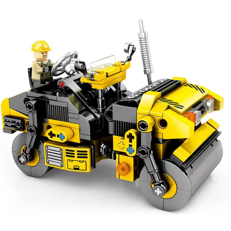 Строительные грузовики строительные блоки осветить кирпичи головоломка дорога роликовые игрушки для детей строительство