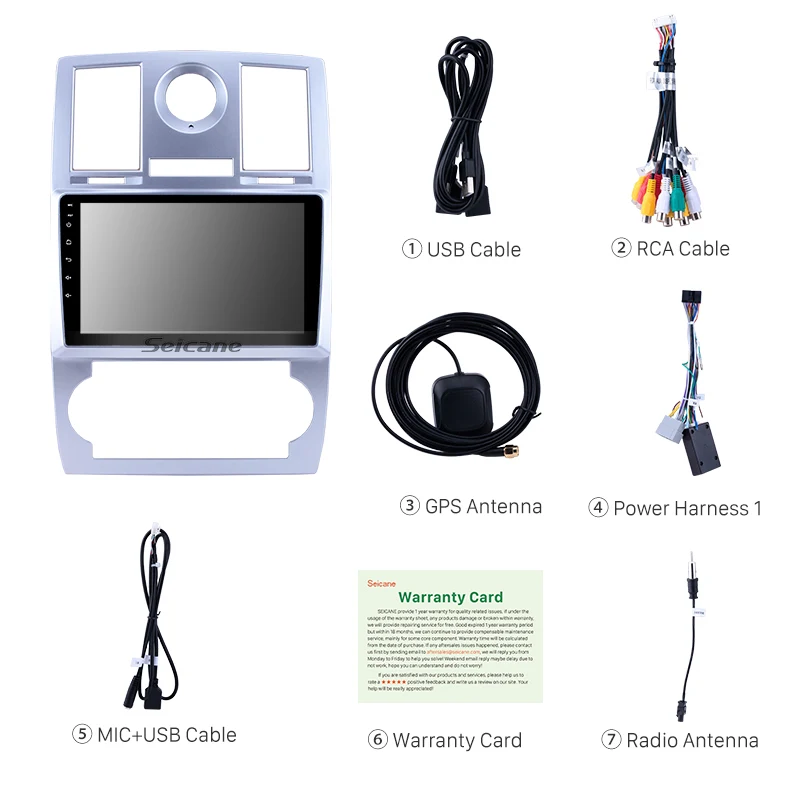 Top Seicane 1Din Stereo 9" HD Car Autoradio Player GPS Navi For Chrysler Aspen 300C 2004-2008 Vehicle With Bluetooth Quad/8-core 2