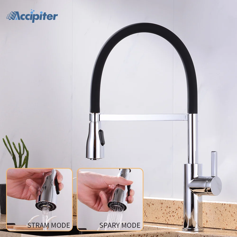 

Kitchen Faucet Hot&Cold Sink Dish Washing Bowl Kitchen Faucets Copper Nordic Wind Silica Gel Pulling Rotating Faucet