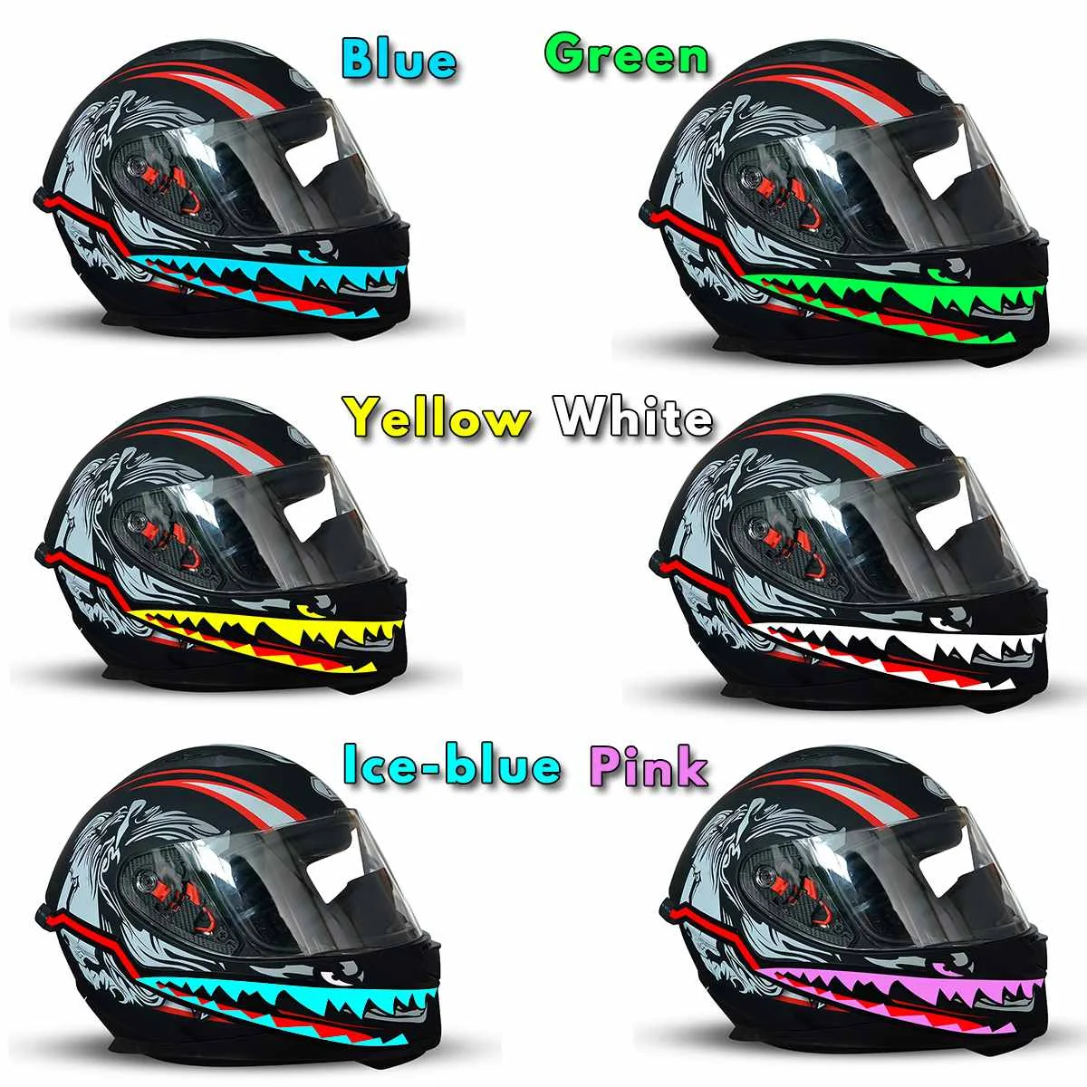 

2019 DIY New Shark Style Motorcycle Helmet Light LED Safety Reflective Strip Modification Riding Signal Flashing Lights Strip
