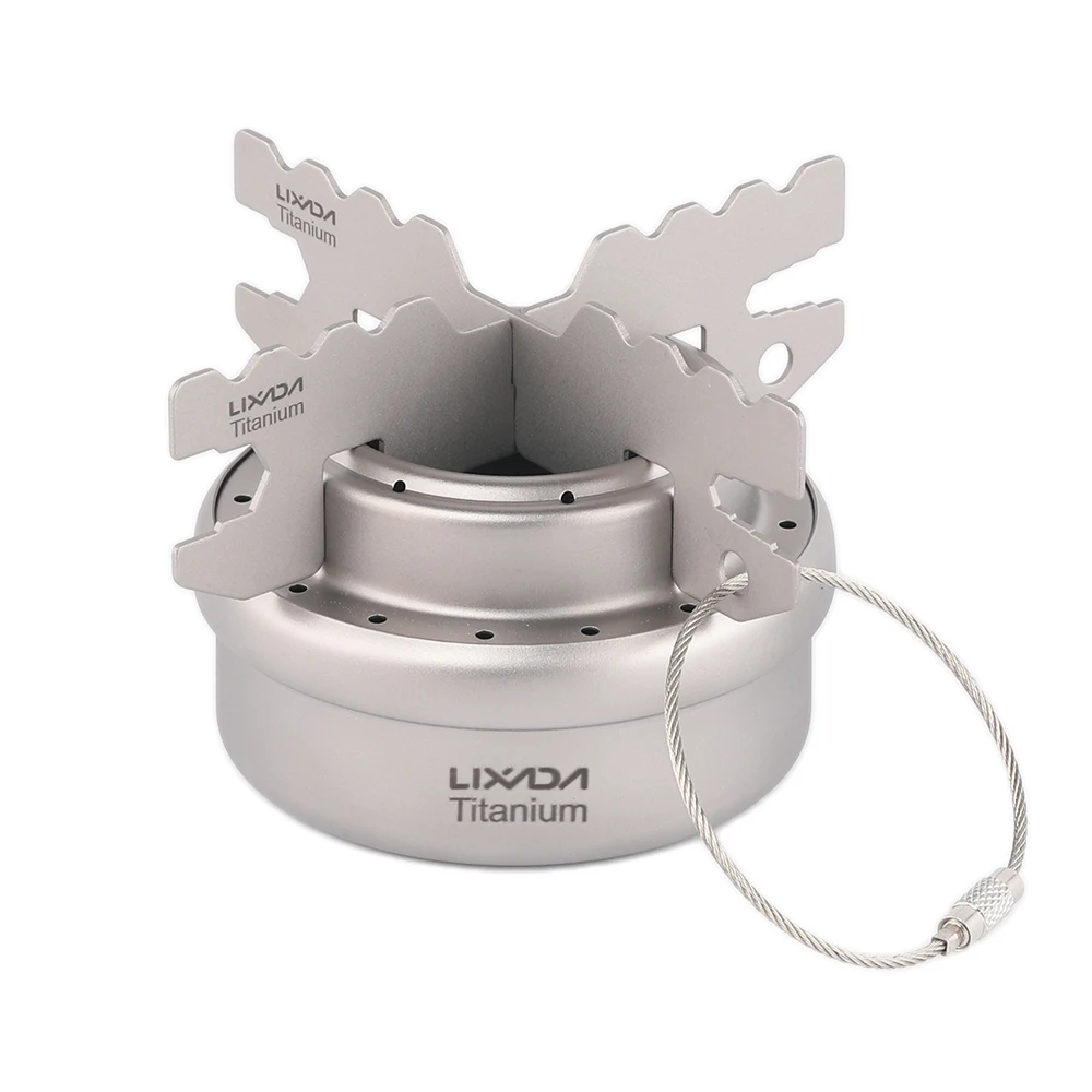

LIXADA Mini Portable Alcohol Stove Camping Stove with Cross Stand Rack Support Outdoor Titanium Alcohol Stove & Rack Combo Set