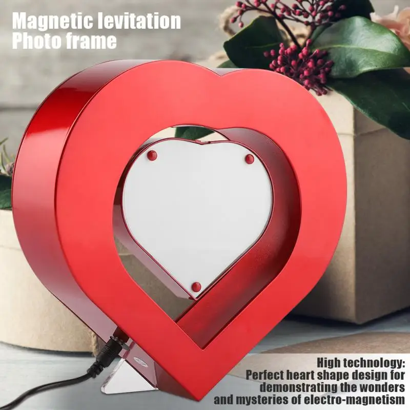 Красный в форме сердца электронная магнитная левитация плавающая фоторамка с светодиодный подсветкой новинка подарок украшение дома фоторамка