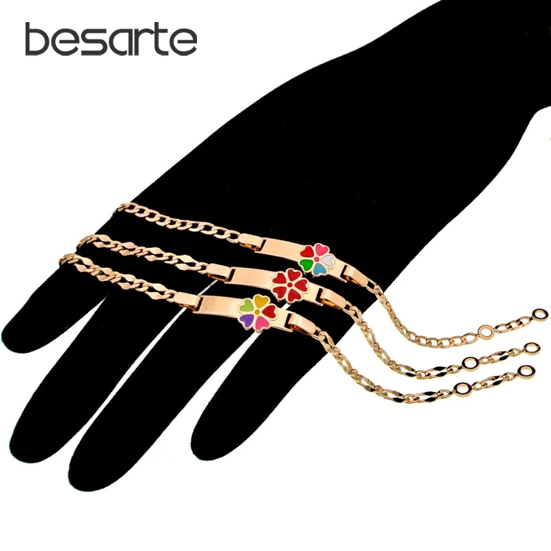 Красочные сердце для браслетов младенцев золотые повязки Детские ювелирные изделия крещение девушка браслеты Bebe Bebek Bilezik Bracciale Bambino B0929