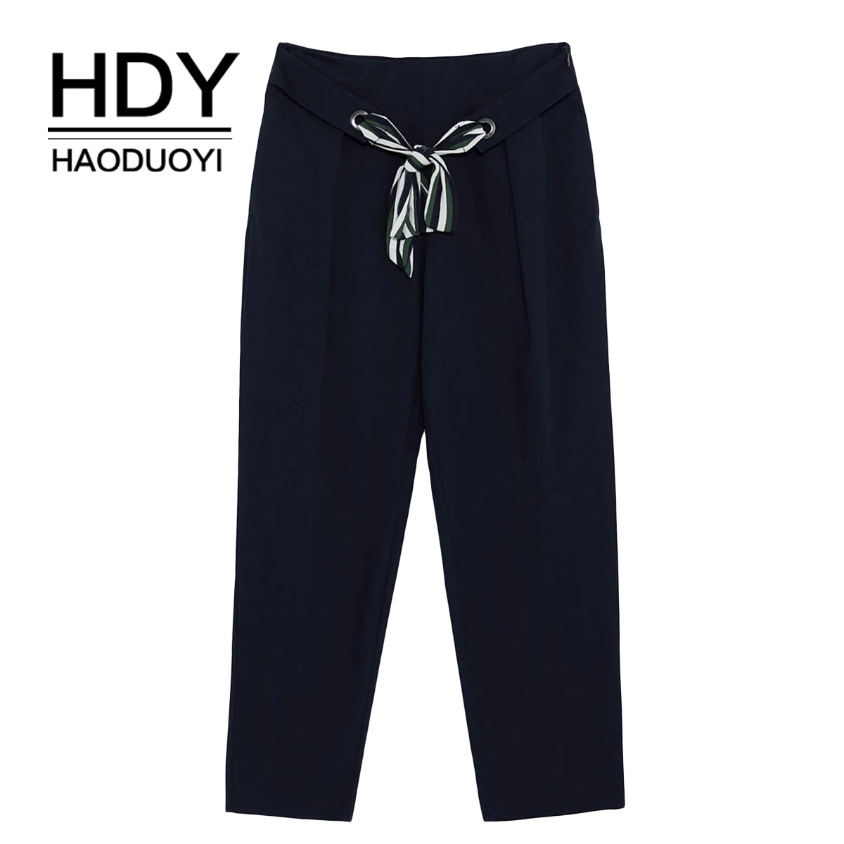 Длинные уличные брюки HDY Haoduoyi повседневные облегающие синего цвета с принтом и