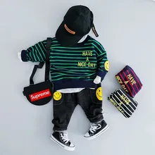 Spring Autumn Baby Boys Girls Clothing Infant Children Clothes Sport Striped Sweater Pants 2pcs/Sets Toddler Cotton Tracksuits children s baby boy outdoor coat cotton sweater boys girls set infant warm jacket pants 2pcs suit newborns toddler clothing sets