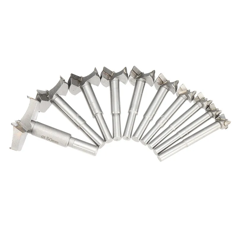 

10pc 14-50mm Forstner Drill Bit Set Hole Saw Cutter Woodworking Wood Boring 2018 New Arrival