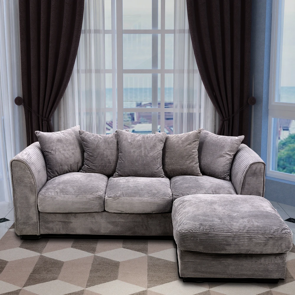 

Panana Living Room Sofa set Corner Sofa 2 seaters/ 3 seater/ 3 seater with Footstool with Fabric Pillows Fast Delivery