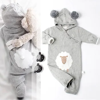 

INS's Baby Sweater Knitting Explosion Baby Clothes Cartoon Hooded Jumpsuit Climb Clothes Autumn Winter
