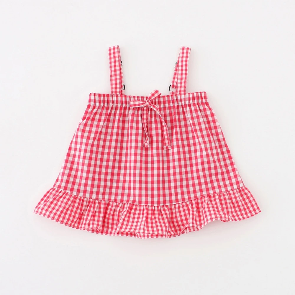 Clearance Lotus Leaf Plaid Baby Girl Dress Bow Slip Dresses For Newborns Princess Birthday Dress