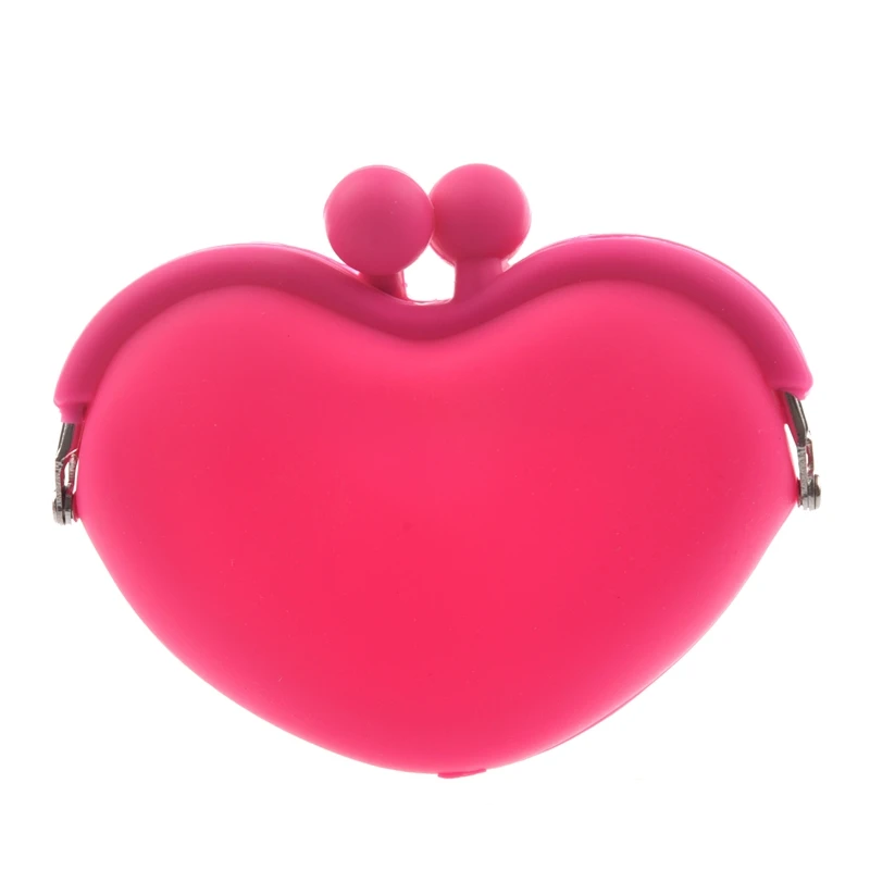 

Magenta Candy Silicone Key Coin Change Heart Wallet Purse Bag Pouch Case