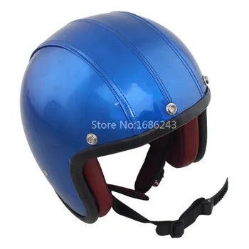 

New Motorcycle Helmet Retro Vintage Leather Casco Moto fit for Cruiser Chopper Scooter Cafe Racer 3/4 Open Face Helmet L