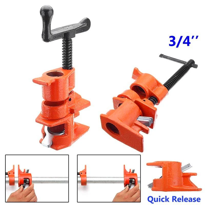 

3/4 Inch Wood Gluing Pipe Clamp Set Cast Iron Woodworking Carpenter Tool