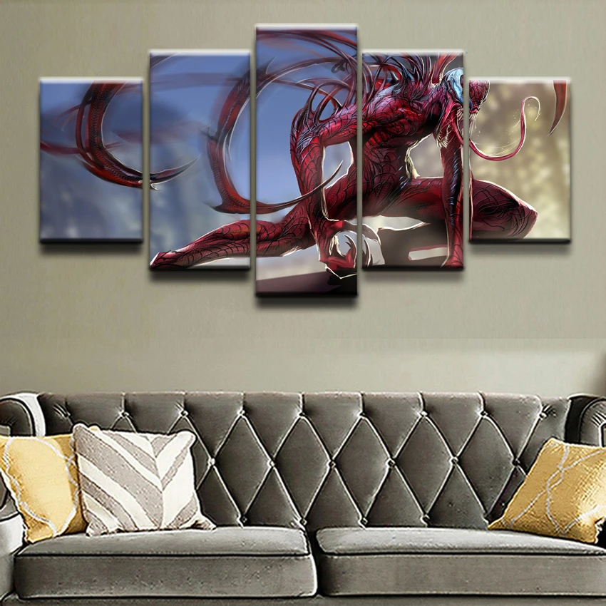 

Canvas Posters Wall Art Framework HD Prints Pictures 5 Pieces Comics Carnage Man Spiderman Paintings Boys Room Home Decorative
