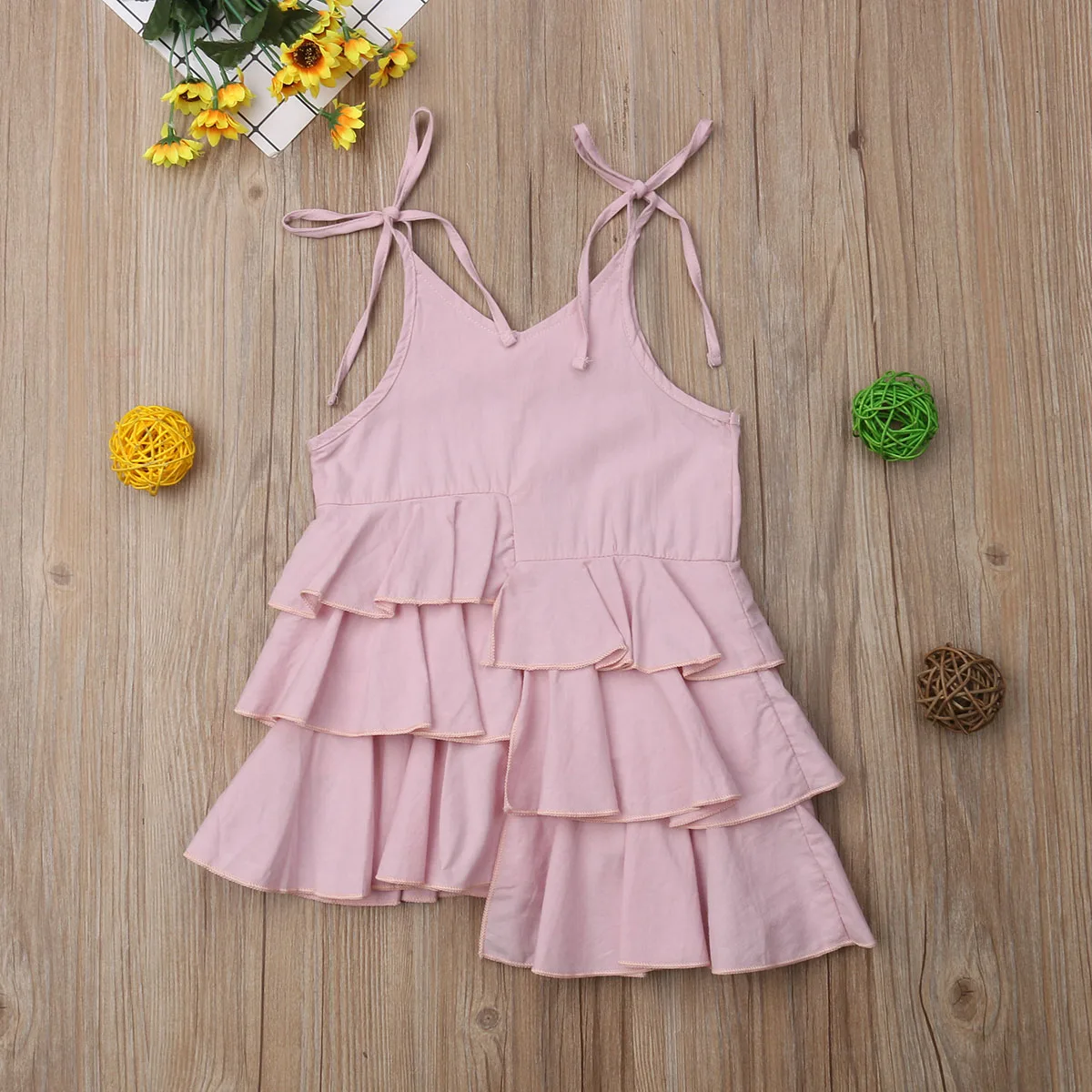 

Cute Toddler Baby Girl Sleeveless Strap DRESS Gown Ruffle Princess Party DRESS