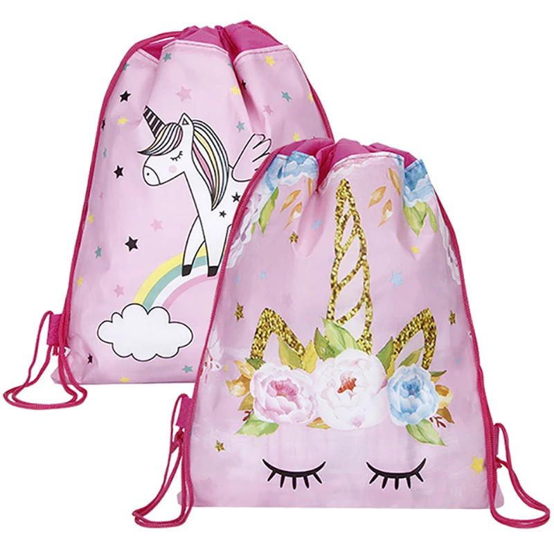 

New 2019 Women Unicorn Drawstring Bag Travel Storage Package Cartoon School Backpack Nylon Birthday Party For Teenage Girls