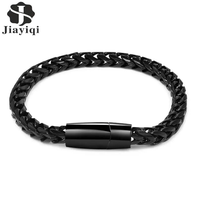 

Jiayiqi Men Stainless Steel bracelet Male Jewelry Gift Fashion Black Bangle 21cm