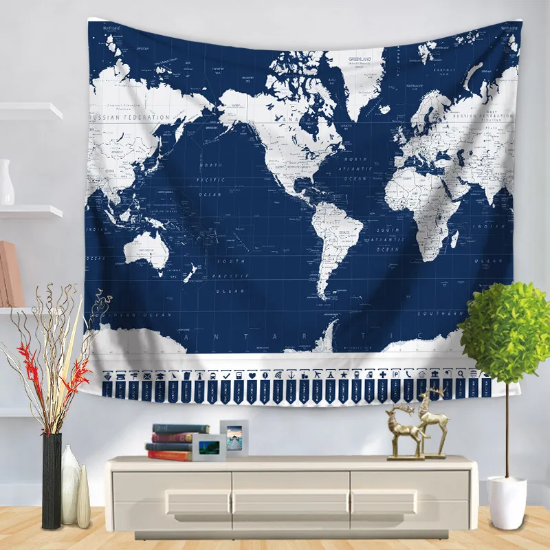 

Hippie Tapestry World Map Watercolor Macrame Wall Hanging Boho Decor Home Wall Cloth Tapestries Carpet Blanket Mandala Tapestry