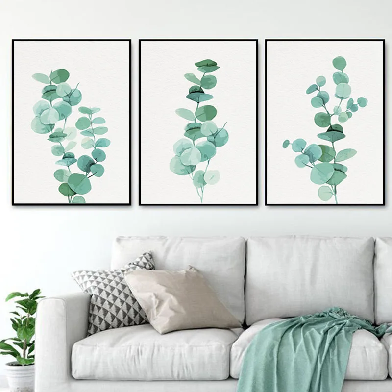 

Modern Botanical Canvas Painting Australian Eucalyptus Wall Art Watercolor Greenery Posters and Prints Pictures for Living Room